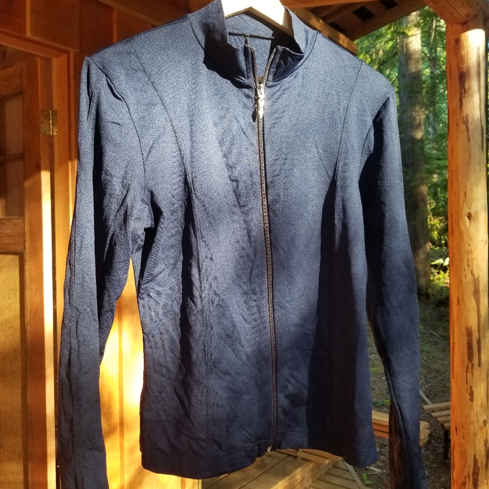 Ladies Golf Jacket Dominique Ledoux Creations Blue Zip Up Windbreaker Medium